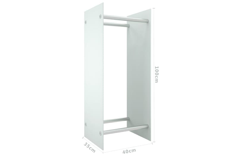 Vedställ vit 40x35x100 cm härdat glas - Vit - Vedställ - Vedförvaring