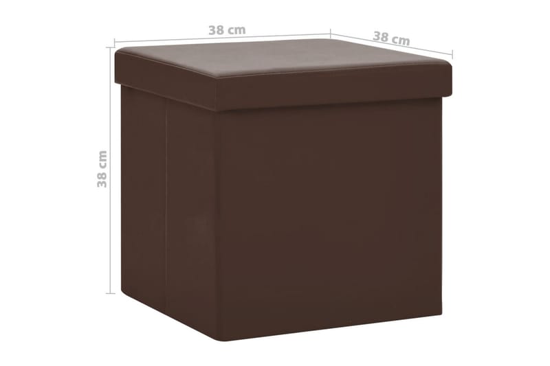 Hopfällbara förvaringspallar 2 st brun PVC - Brun - Förvaringslådor