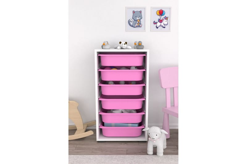 Kelix Förvaringslådor 45,5 cm - Vit/Rosa - Förvaring - Småförvaring - Förvaringslådor