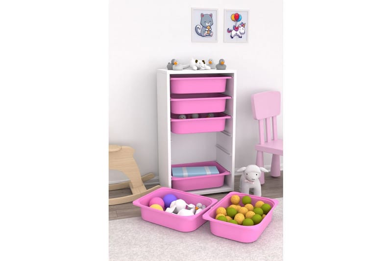 Kelix Förvaringslådor 45,5 cm - Vit/Rosa - Förvaring - Småförvaring - Förvaringslådor