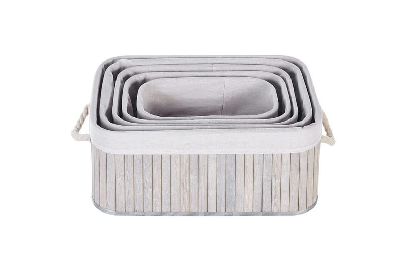 Korg Talpe set om 5 Grå/vit - Grå/vit - Förvaring - Småförvaring - Förvaringskorg - Flätad korg & rottingkorg