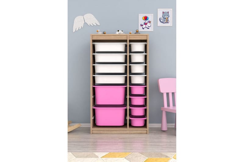Montana Förvaringslådor 69 cm - Vit/Rosa - Förvaring - Småförvaring - Förvaringslådor