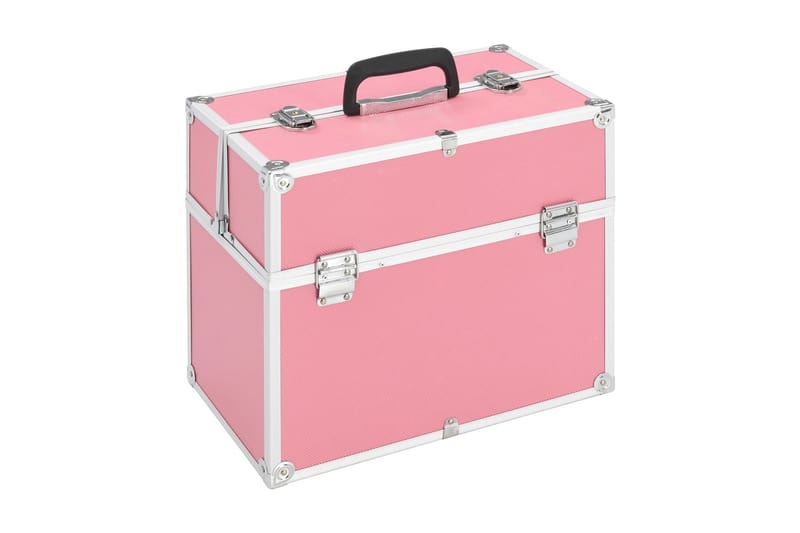 Sminklåda 37x24x35 cm rosa aluminium - Rosa - Småförvaring