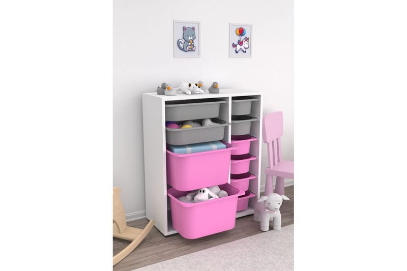 Sosan Förvaringslådor 69,5 cm - Vit/Rosa/Grå - Förvaring - Småförvaring - Förvaringslådor