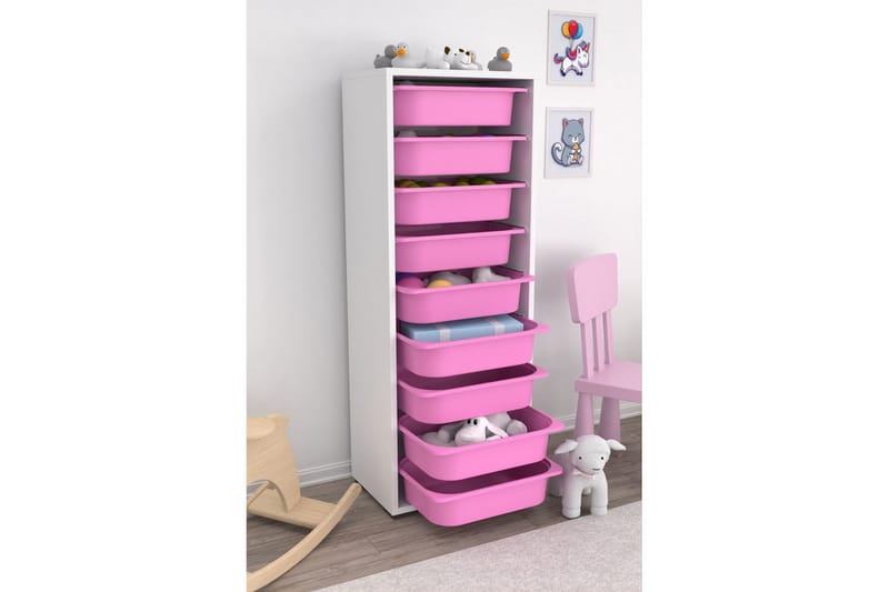 Stribor Förvaringslådor 45,5 cm - Vit/Rosa - Förvaring - Småförvaring - Förvaringslådor