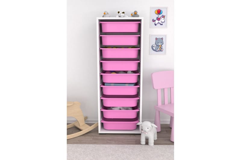 Stribor Förvaringslådor 45,5 cm - Vit/Rosa - Förvaring - Småförvaring - Förvaringslådor