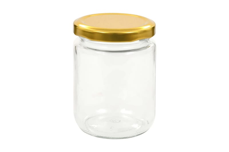 Syltburkar i glas med guldfärgade lock 48 st 230 ml - Guld - Småförvaring - Flaskor & burkar - Glasburk