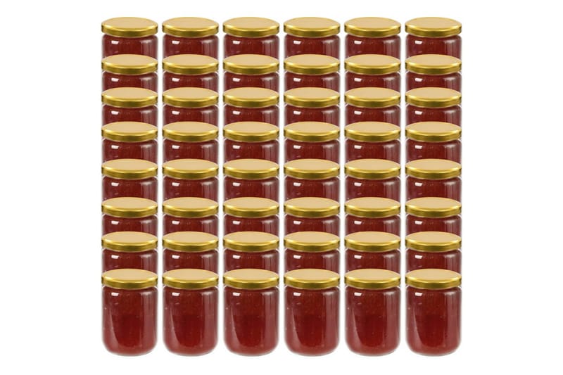 Syltburkar i glas med guldfärgade lock 48 st 230 ml - Guld - Förvaring - Småförvaring