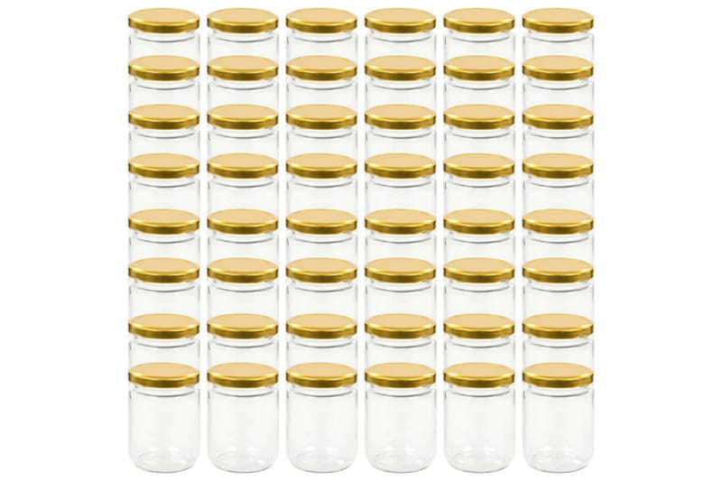 Syltburkar i glas med guldfärgade lock 48 st 230 ml - Guld - Förvaring - Småförvaring