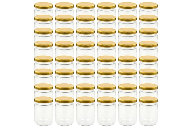 Syltburkar i glas med guldfärgade lock 48 st 230 ml - Guld - Småförvaring - Glasburk - Flaskor & burkar
