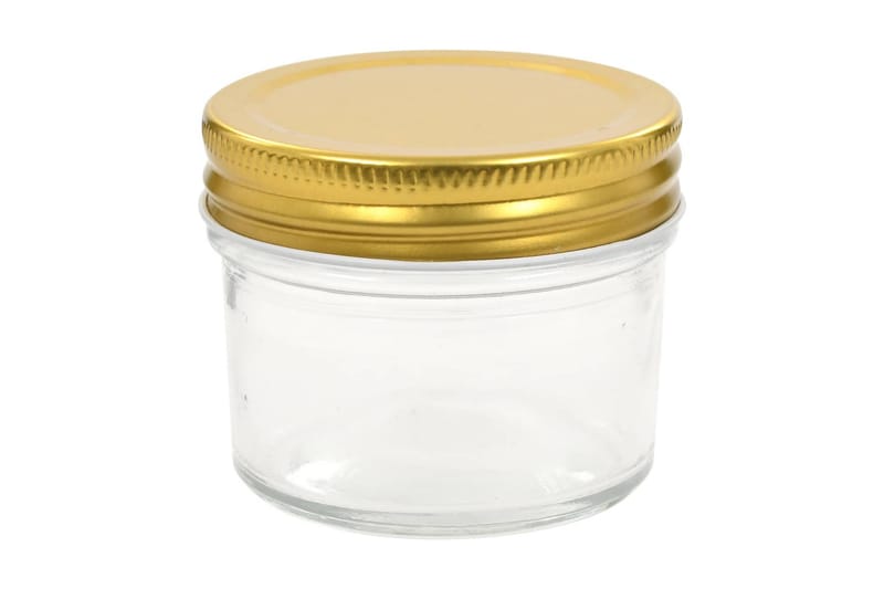 Syltburkar i glas med guldfärgade lock 96 st 110 ml - Guld - Förvaring - Småförvaring