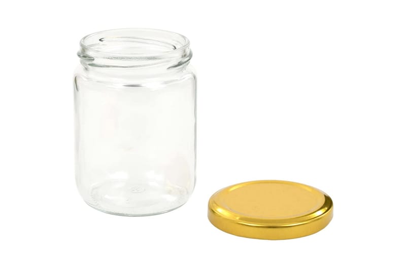 Syltburkar i glas med guldfärgade lock 96 st 230 ml - Guld - Förvaring - Småförvaring