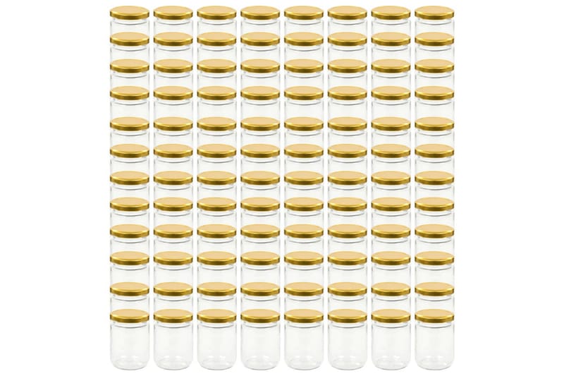 Syltburkar i glas med guldfärgade lock 96 st 230 ml - Guld - Småförvaring - Glasburk - Flaskor & burkar