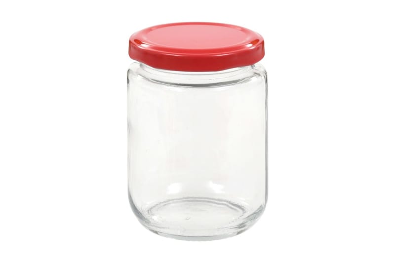 Syltburkar i glas med röda lock 48 st 230 ml - Röd - Förvaring - Småförvaring