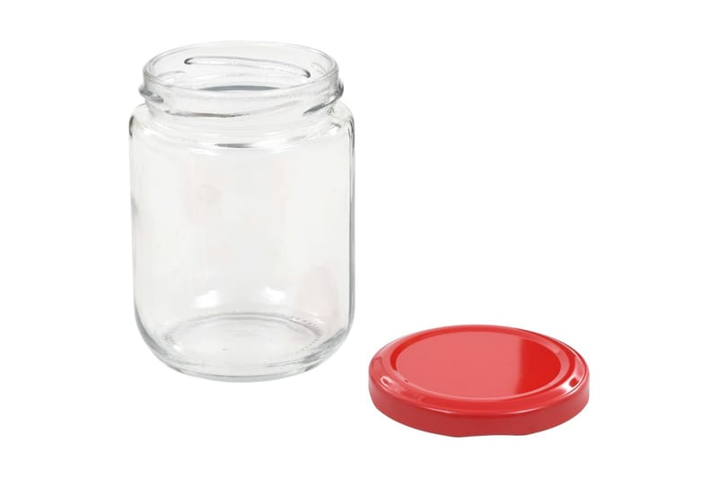 Syltburkar i glas med röda lock 48 st 230 ml - Röd - Förvaring - Småförvaring