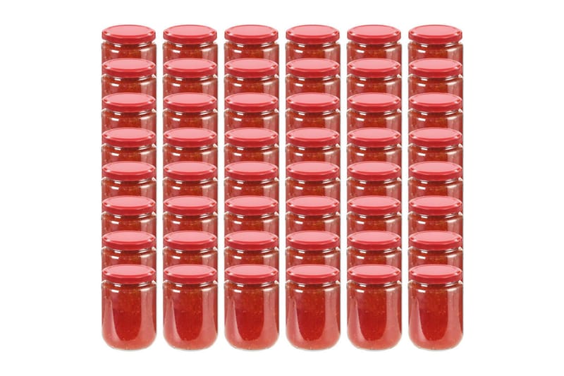 Syltburkar i glas med röda lock 48 st 230 ml - Röd - Förvaring - Småförvaring
