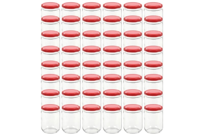 Syltburkar i glas med röda lock 48 st 230 ml - Röd - Förvaring - Småförvaring