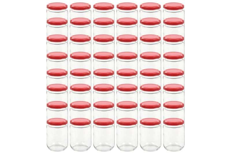 Syltburkar i glas med röda lock 48 st 230 ml - Röd - Småförvaring - Flaskor & burkar - Glasburk