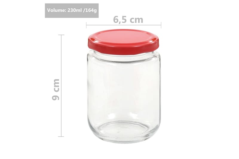 Syltburkar i glas med röda lock 48 st 230 ml - Röd - Förvaring - Småförvaring