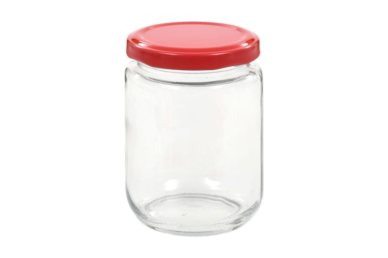 Syltburkar i glas med röda lock 96 st 230 ml - Röd - Småförvaring - Flaskor & burkar - Glasburk
