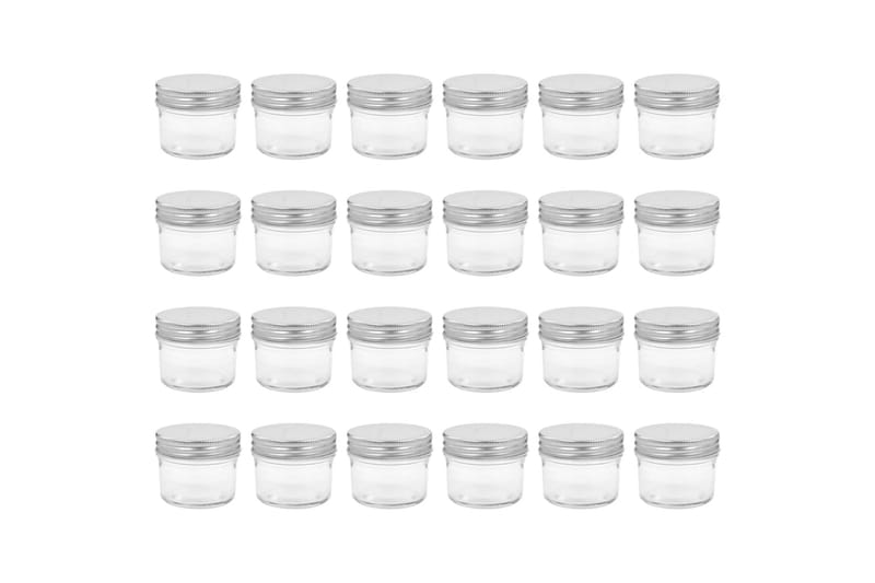 Syltburkar i glas med silvriga lock 24 st 110 ml - Silver - Förvaring - Småförvaring
