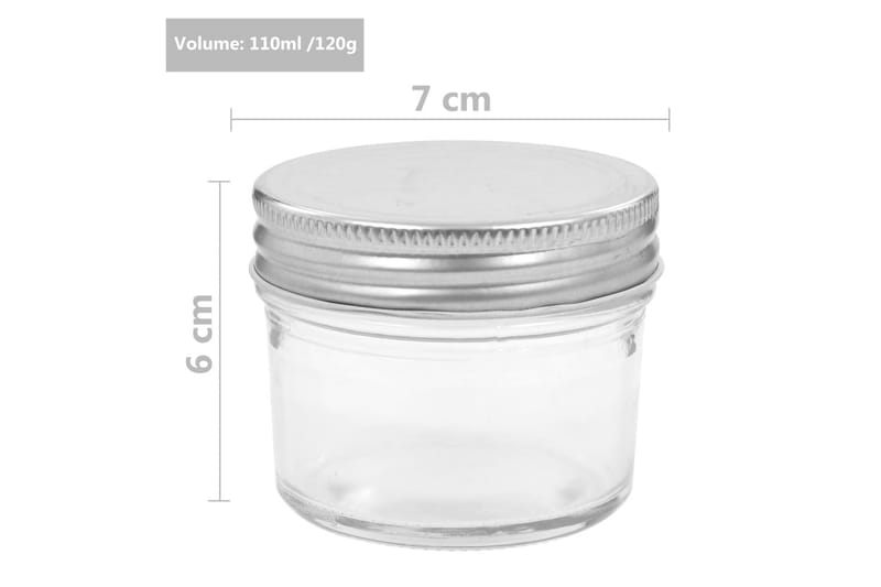 Syltburkar i glas med silvriga lock 24 st 110 ml - Silver - Förvaring - Småförvaring