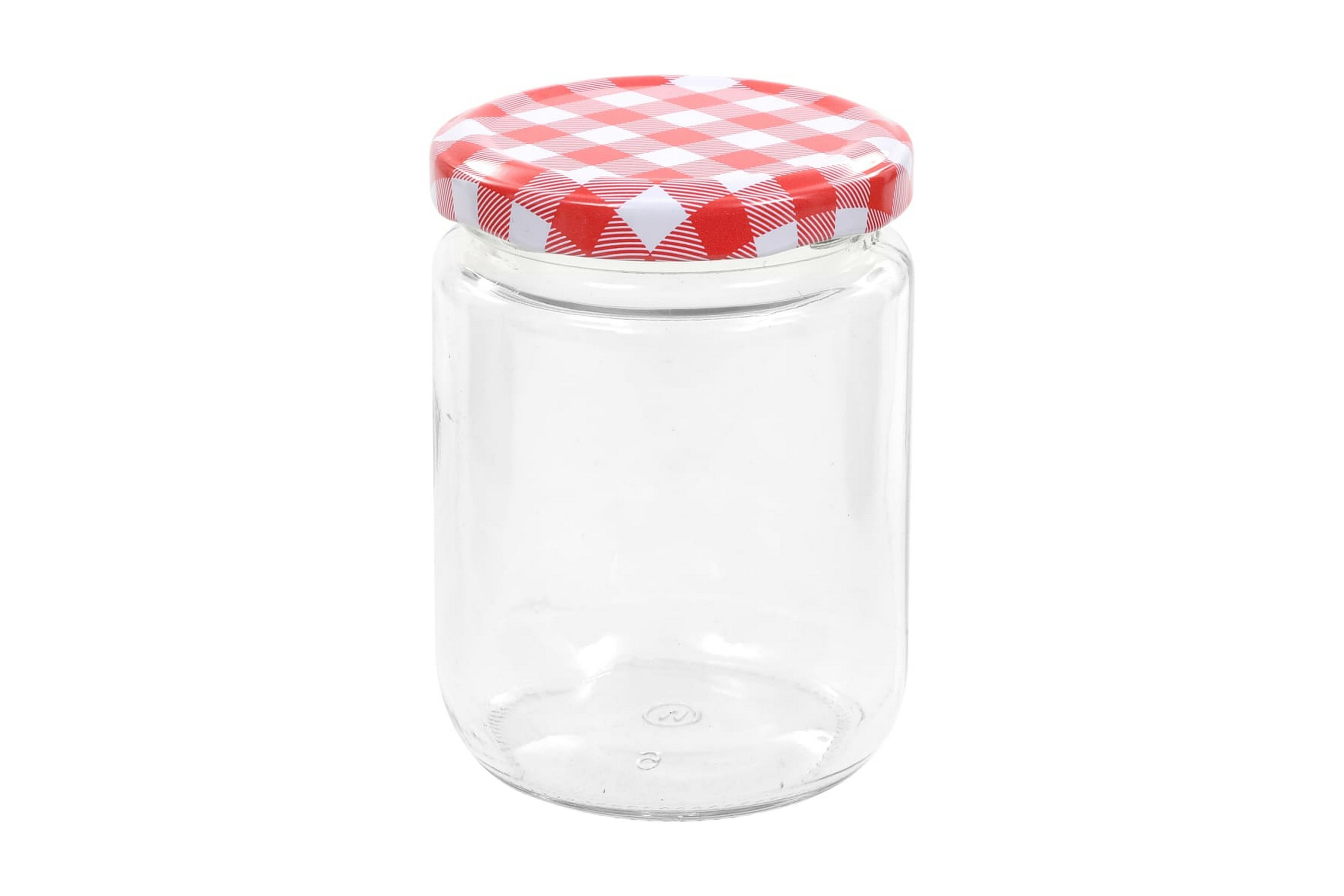 Syltburkar i glas med vita och röda lock 96 st 230 ml – Röd