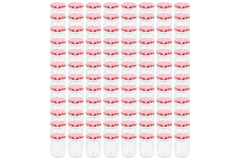 Syltburkar i glas med vita och röda lock 96 st 230 ml - Röd - Småförvaring - Glasburk - Flaskor & burkar