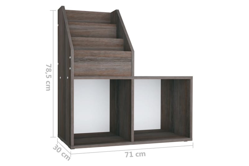 Tidningsställ för barn grå och sonoma-ek 71x30x78,5cm spånsk - Grå - Förvaring - Småförvaring - Förvaringsställ - Tidningsställ
