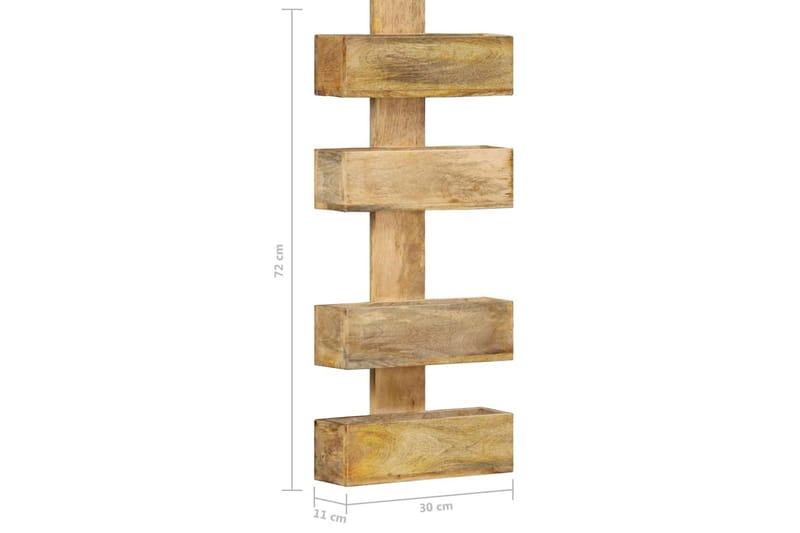 Väggmonterat tidningsställ 30x11x72 cm massivt mangoträ - Brun - Förvaring - Småförvaring - Förvaringsställ - Tidningsställ
