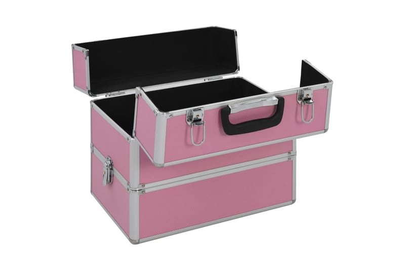 Sminklåda 37x24x35 cm rosa aluminium - Rosa - Småförvaring