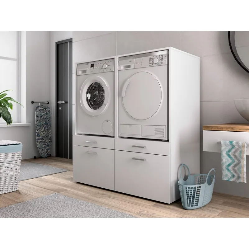 Tvättmaskin/Torkskåp Aza 1 Låda 1 Hylla - Vit - Förvaring - Badrumsförvaring & tvättstuga inredning