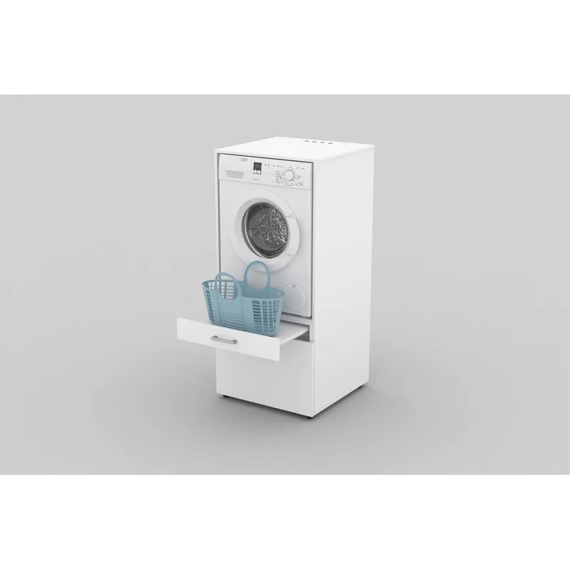 Tvättmaskin/Torkskåp Aza 1 Låda 1 Hylla - Vit - Förvaring - Badrumsförvaring & tvättstuga inredning