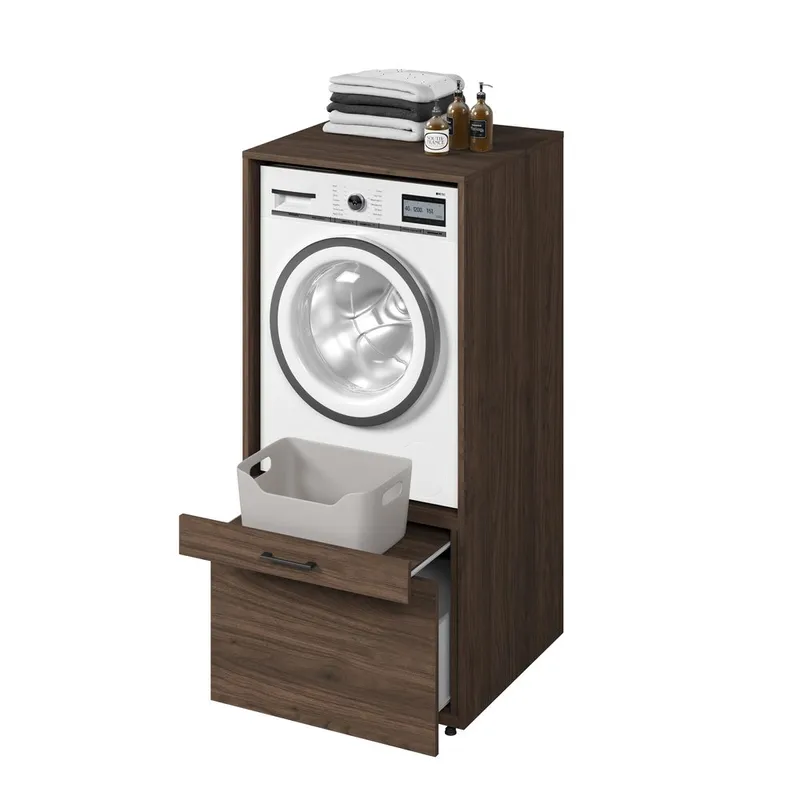 Tvättmaskin/Torkskåp Aza 1 Låda 1 Hylla - Walnut Villa - Förvaring - Badrumsförvaring & tvättstuga inredning