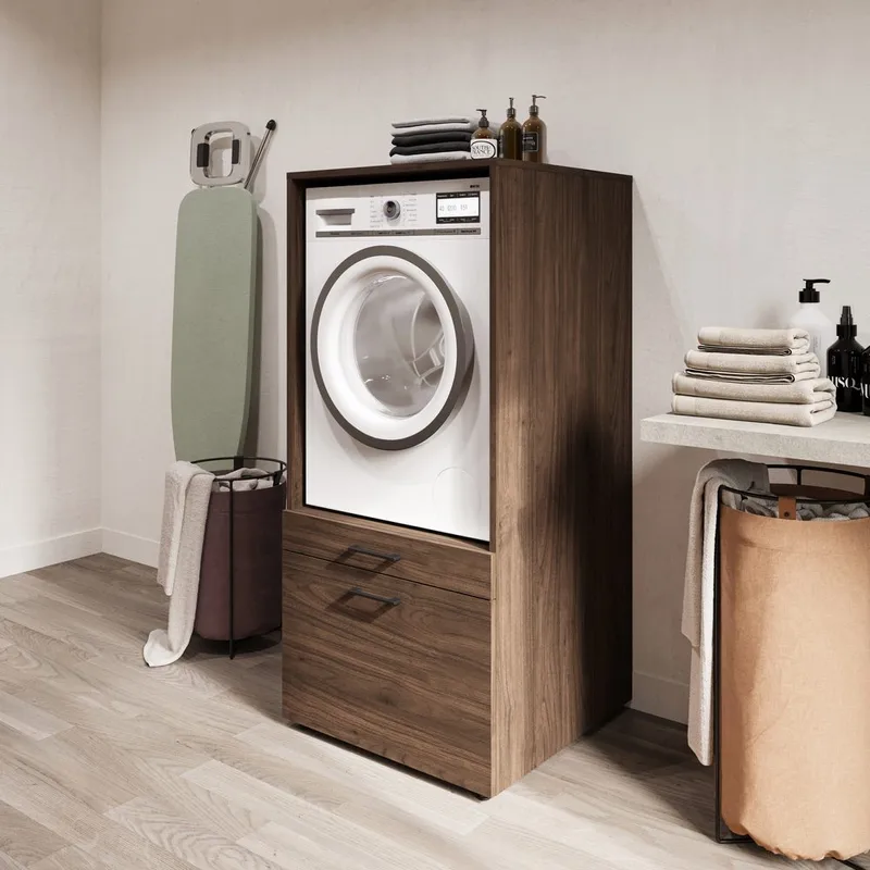 Tvättmaskin/Torkskåp Aza 1 Låda 1 Hylla - Walnut Villa - Förvaring - Badrumsförvaring & tvättstuga inredning