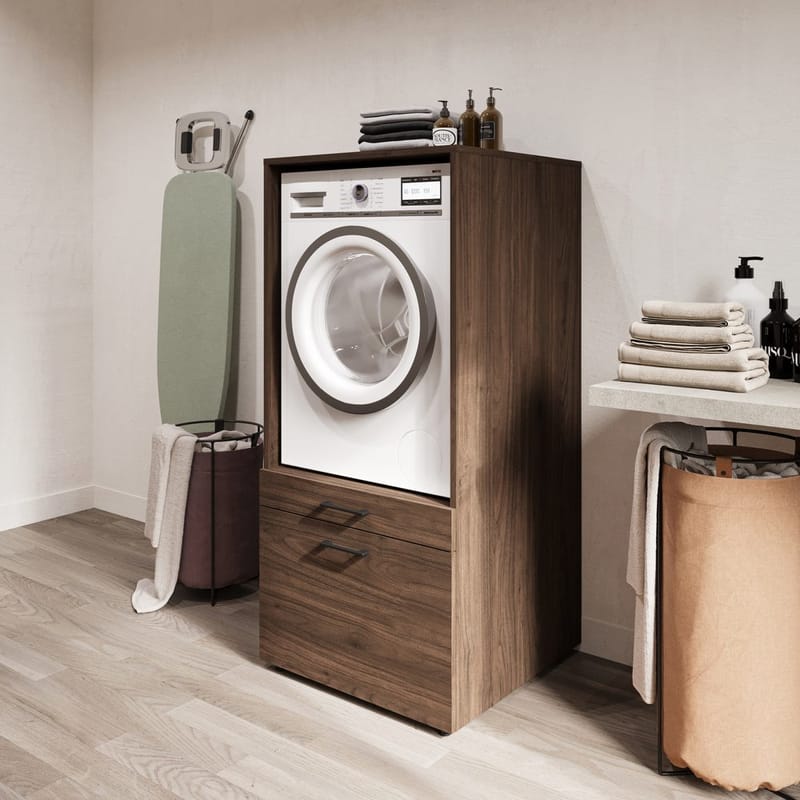 Tvättmaskin/Torkskåp Aza 1 Låda 1 Hylla - Walnut Villa - Förvaring - Badrumsförvaring & tvättstuga inredning