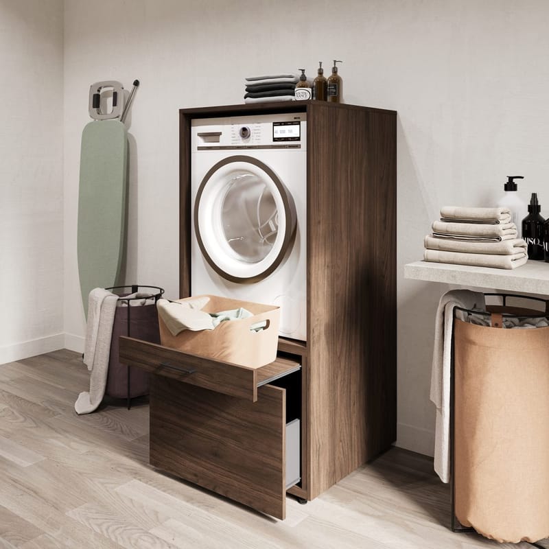 Tvättmaskin/Torkskåp Aza 1 Låda 1 Hylla - Walnut Villa - Förvaring - Badrumsförvaring & tvättstuga inredning