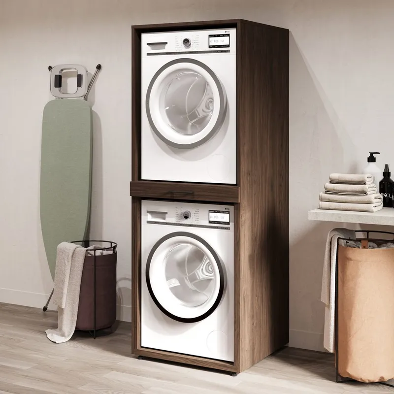 Tvättmaskin/Torktumlarskåp Aza 1 Hylla - Valnöt Villa - Förvaring - Badrumsförvaring & tvättstuga inredning