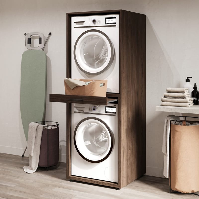 Tvättmaskin/Torktumlarskåp Aza 1 Hylla - Valnöt Villa - Förvaring - Badrumsförvaring & tvättstuga inredning