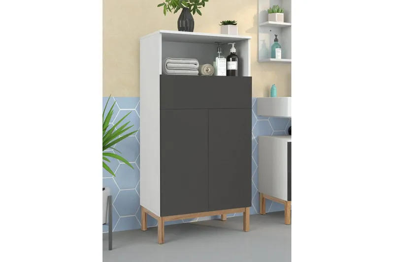 Väggskåp Mirza Vit/Antracit - Vit/Antracit - Förvaring - Badrumsförvaring & tvättstuga inredning - Badrumsskåp