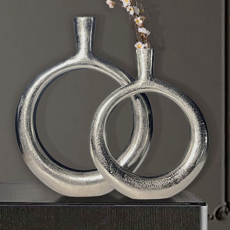 Dalena Vas 45 cm Set om 2 - silverfärgad - Inredning & dekor - Dekor & inredningsdetaljer