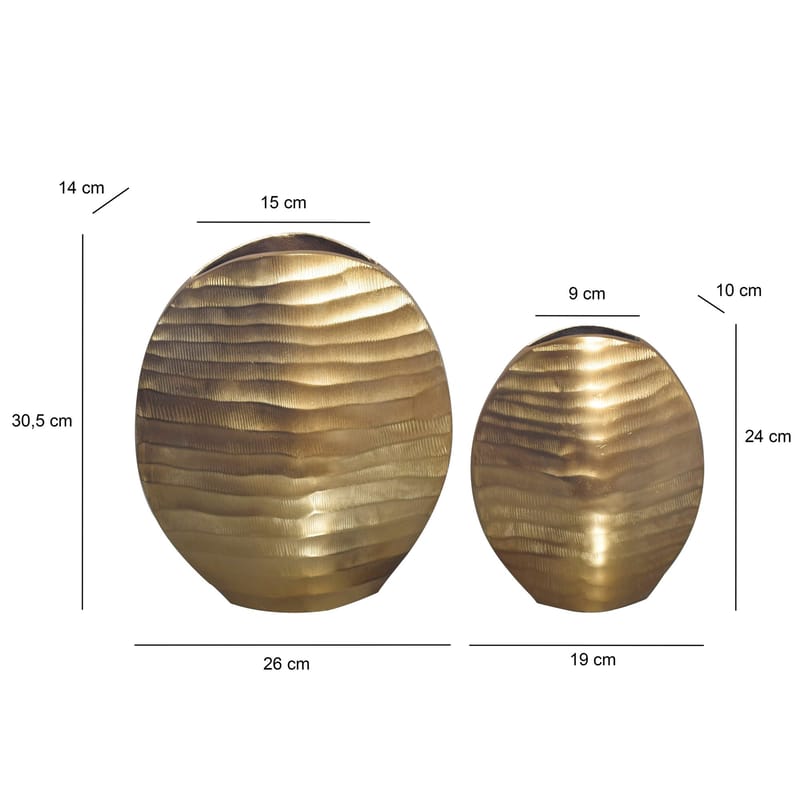 Dalira Vas 31 cm Set om 2 - Guldfärgad - Inredning & dekor - Dekor & inredningsdetaljer