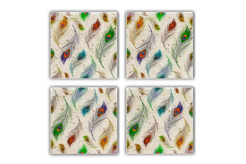 Glasunderlägg 4-pack, Flerfärgad