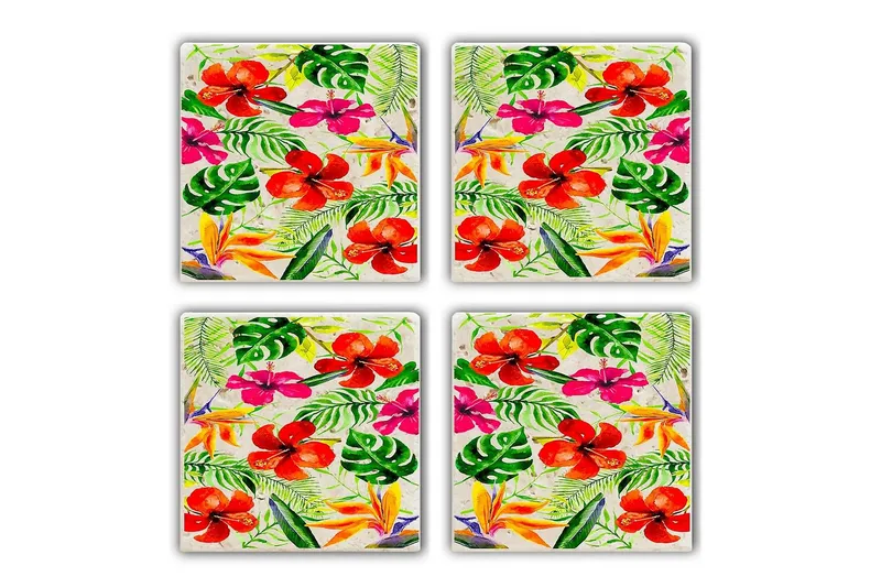 Glasunderlägg 4-pack - Flerfärgad - Inredning & dekor - Dekor & inredningsdetaljer - Bordsdekoration - Glasunderlägg