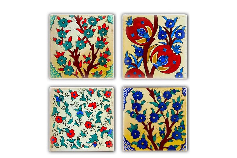 Glasunderlägg 4-pack - Flerfärgad - Inredning & dekor - Dekor & inredningsdetaljer - Bordsdekoration - Glasunderlägg