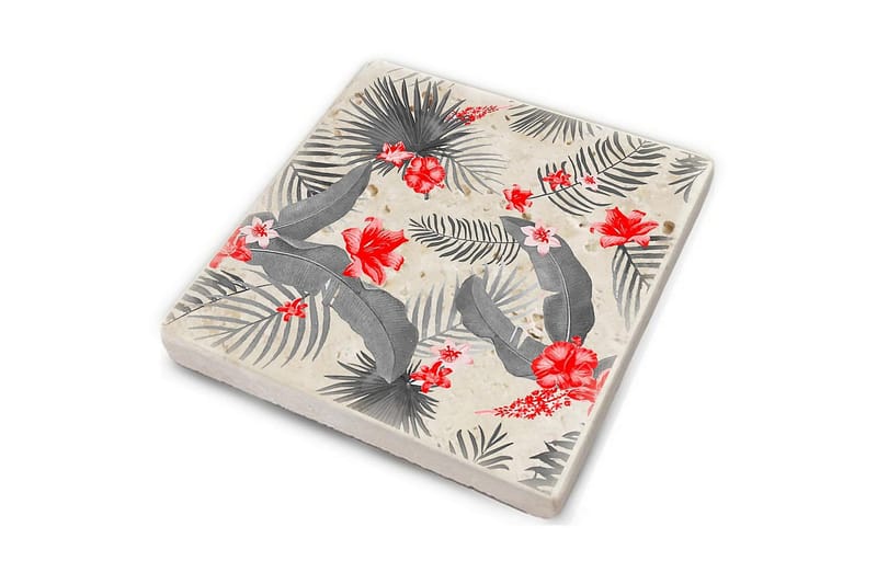 Glasunderlägg 4-pack - Röd/Grå - Inredning & dekor - Dekor & inredningsdetaljer - Bordsdekoration - Glasunderlägg