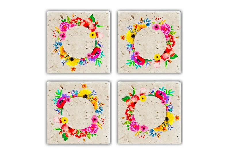 Glasunderlägg 4-pack, Flerfärgad