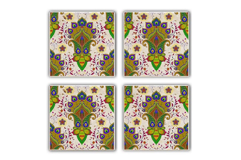 Glasunderlägg 4-pack, Grön/Flerfärgad