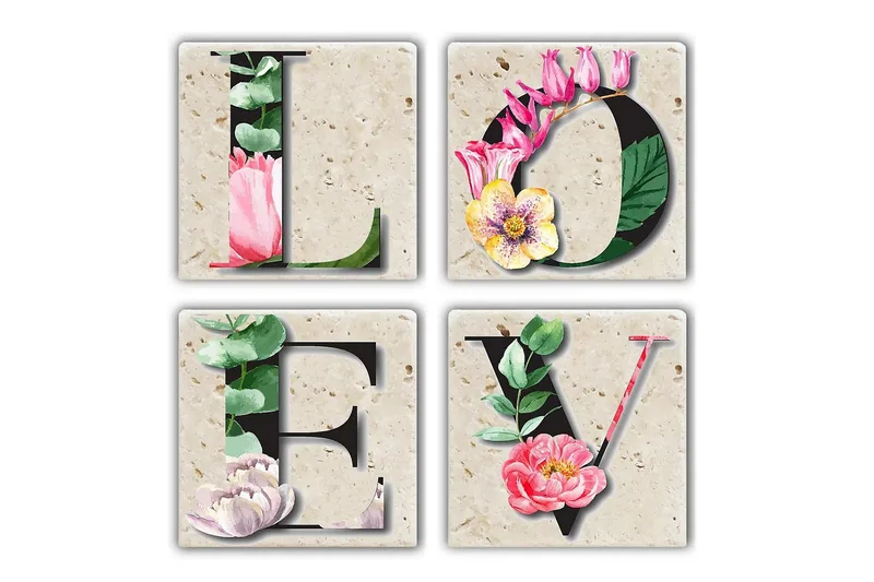 Glasunderlägg 4-pack - Flerfärgad - Inredning & dekor - Dekor & inredningsdetaljer - Bordsdekoration - Glasunderlägg