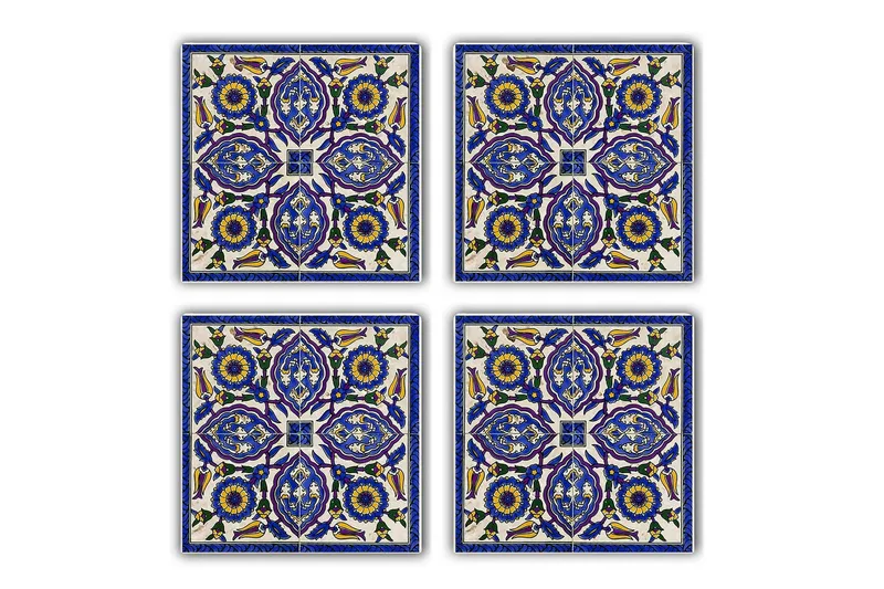 Glasunderlägg 4-pack - Blå/Gul - Inredning & dekor - Dekor & inredningsdetaljer - Bordsdekoration - Glasunderlägg